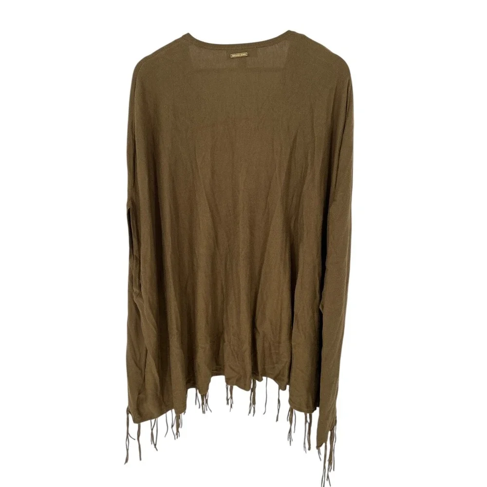 MICHAEL KORS Poncho Sweater V-Neck LARGE/XL Fall Western Lagenlook‎ Fringe